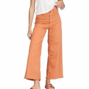 Billabong Wide Leg Jeans Women’s 28 Orange Fray Hem Pants Stretch Beach